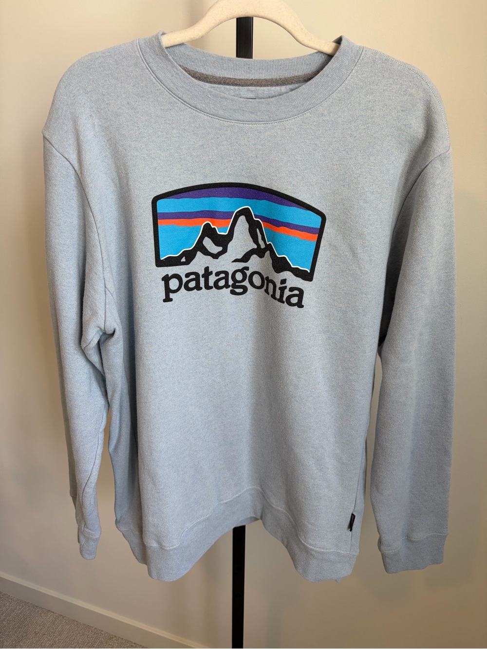 Patagonia Fitz Roy Horizons Uprisal Crew Sweatshirt Light Blue XL Logo Pullover